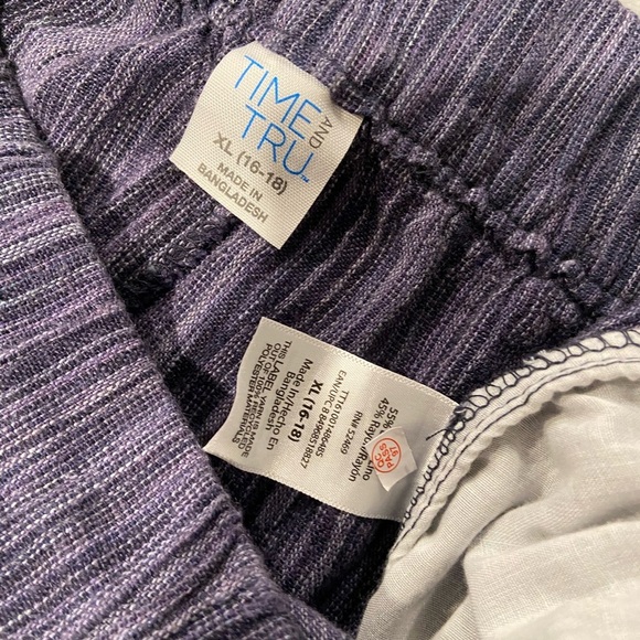 NWOT Time & Tru Size XL Blue Linen Blend Comfy Pull On Drawstring Shorts Pockets - Picture 9 of 12